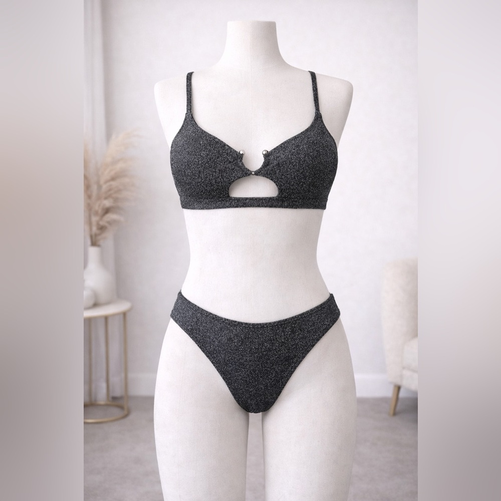 Bebe Shimmering Black Bikini Set-Never worn